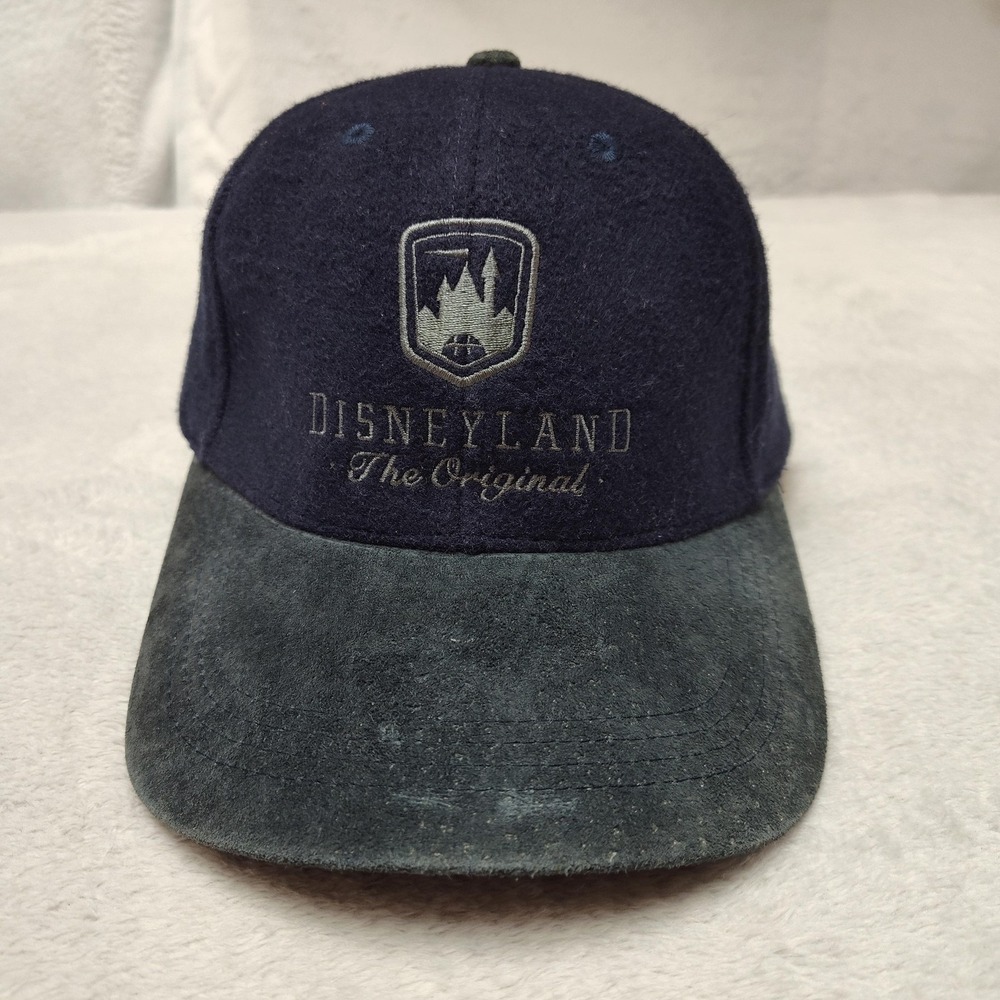 Walt Disneyland Resort Hat Cap Strap Back Mens Blue Felt Suede Brim Mickey Mouse